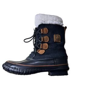 LaCrosse Women’s Black Suede Lined Lace Up Duck Boots Size 7 Shearling